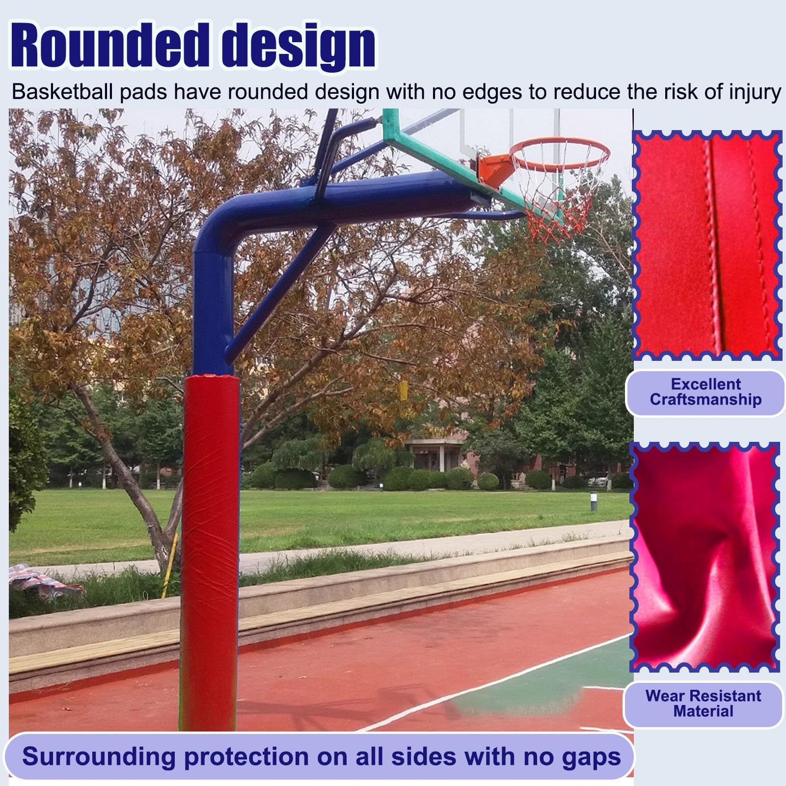 Almohadilla redonda para bastón de gimnasio para aro de baloncesto, envoltura de espuma roja para sótano, poste de garaje acolchado para estacionamiento/trampolín