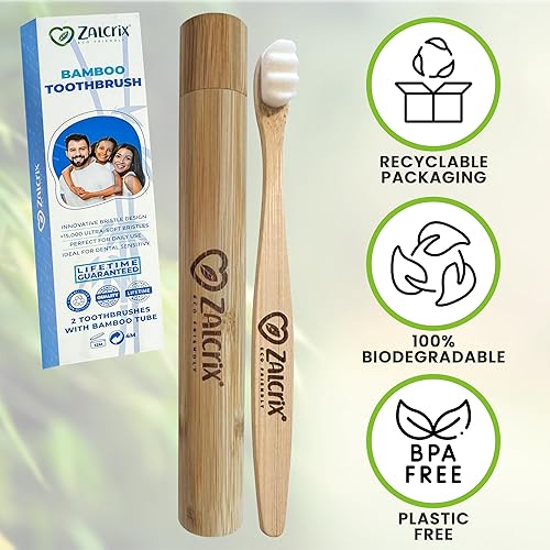 Miniatura 5 de Cepillos de dientes de bambú solución de cuidado bucal ecológica y suave para adultos y adolescentes con 15,000 cerdas ultra suaves La fusión de