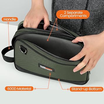 Tool Bag, Small Tool Bag with Dual Compartment, 12 Inch, Grey | Zippered Tool Pouch Bag, Dual Compartment