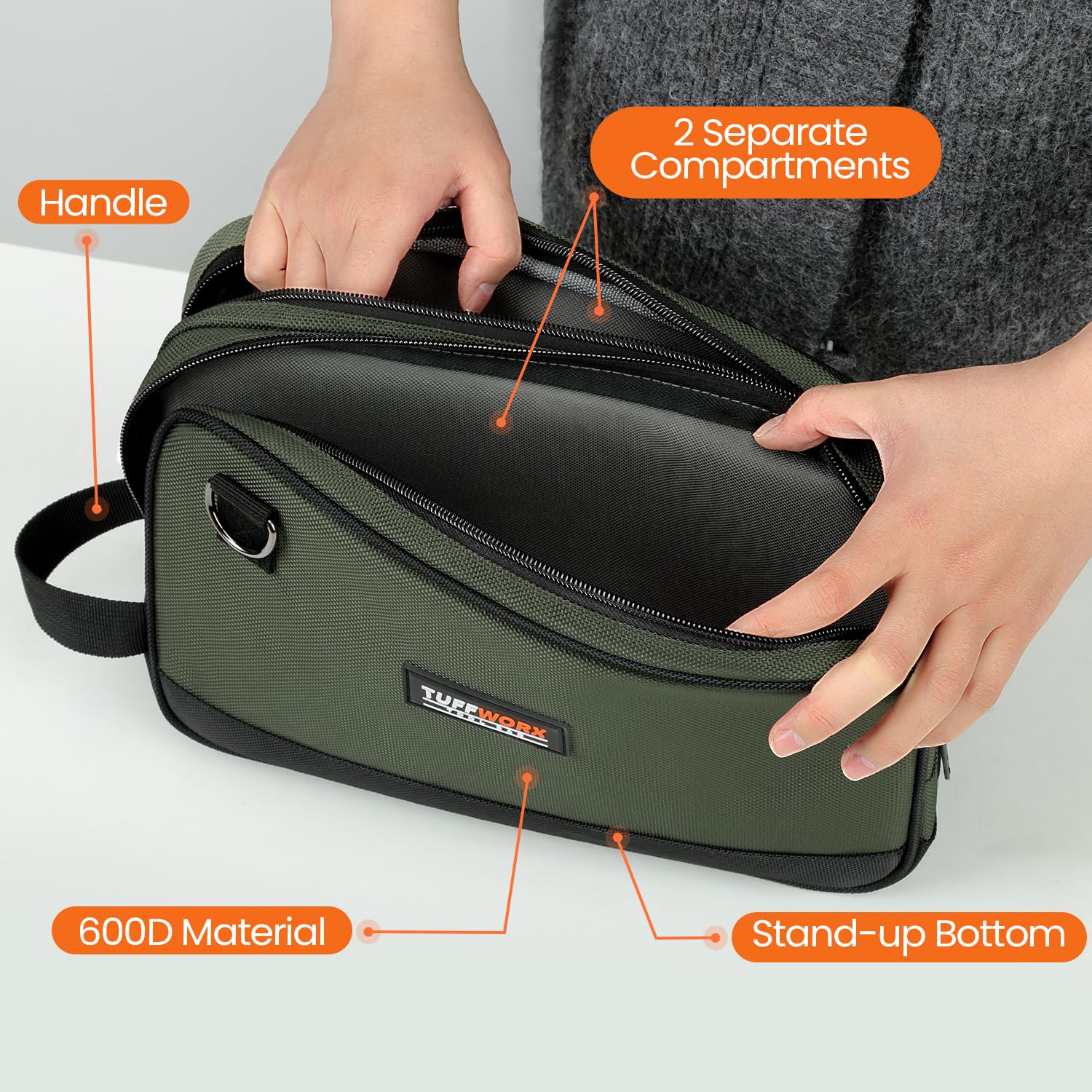 TUFFWORX Small Tool Bag, Multipurpose Zippered Tool Pouch Bag with Dual Compartment - Image 4