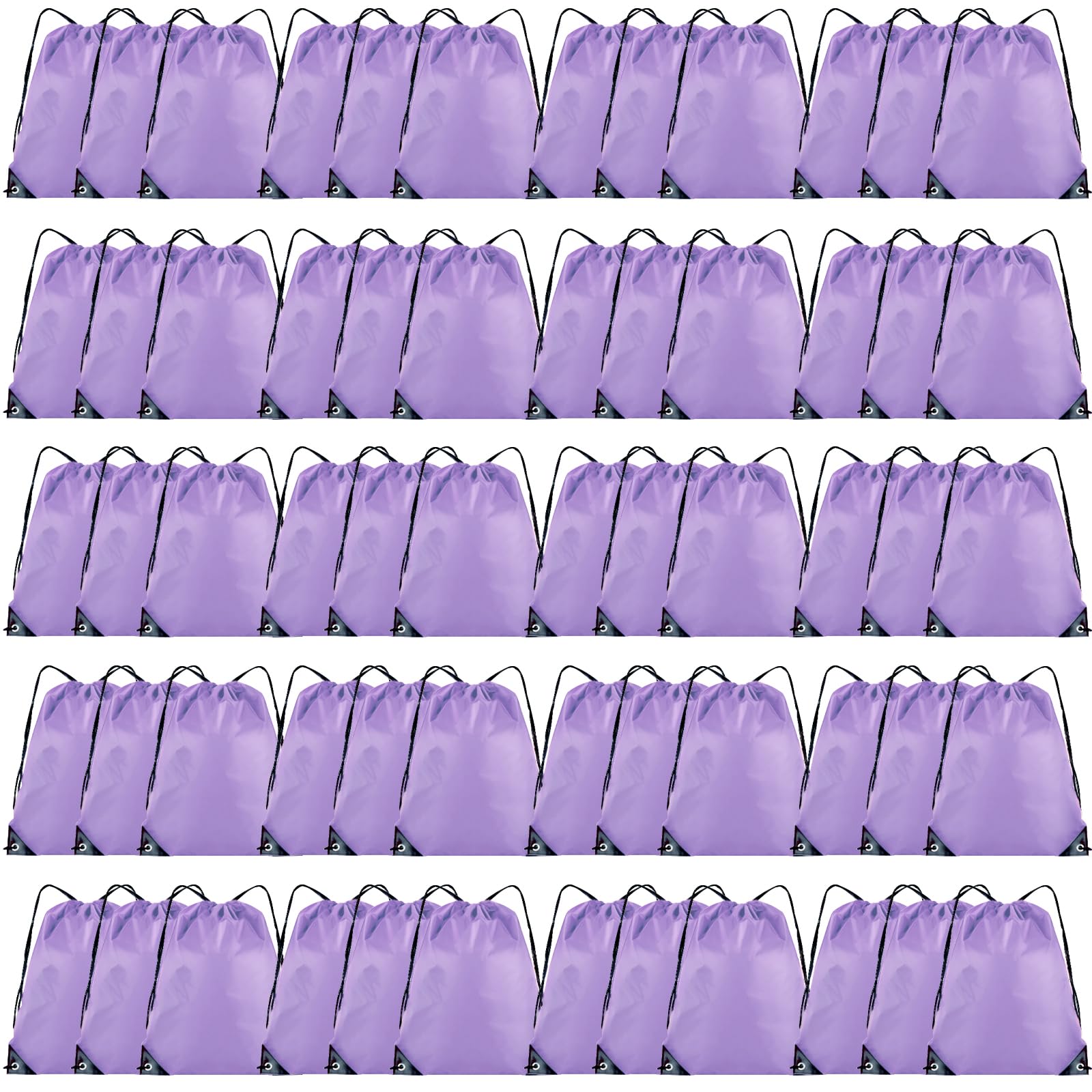 Grneric 60 Pieces Drawstring Backpack Bulk Cinch Sackpack Ployster Drawstring Bags for Gym Party Trip(Lavender)