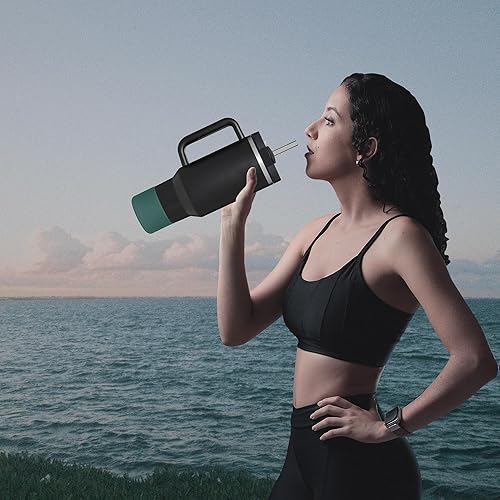 Miniatura 7 de Vmini Funda para vasobotella, compatible con Stanley, Hydro Flask y más botellas de agua, funda de silicona inferior antideslizante con textura de