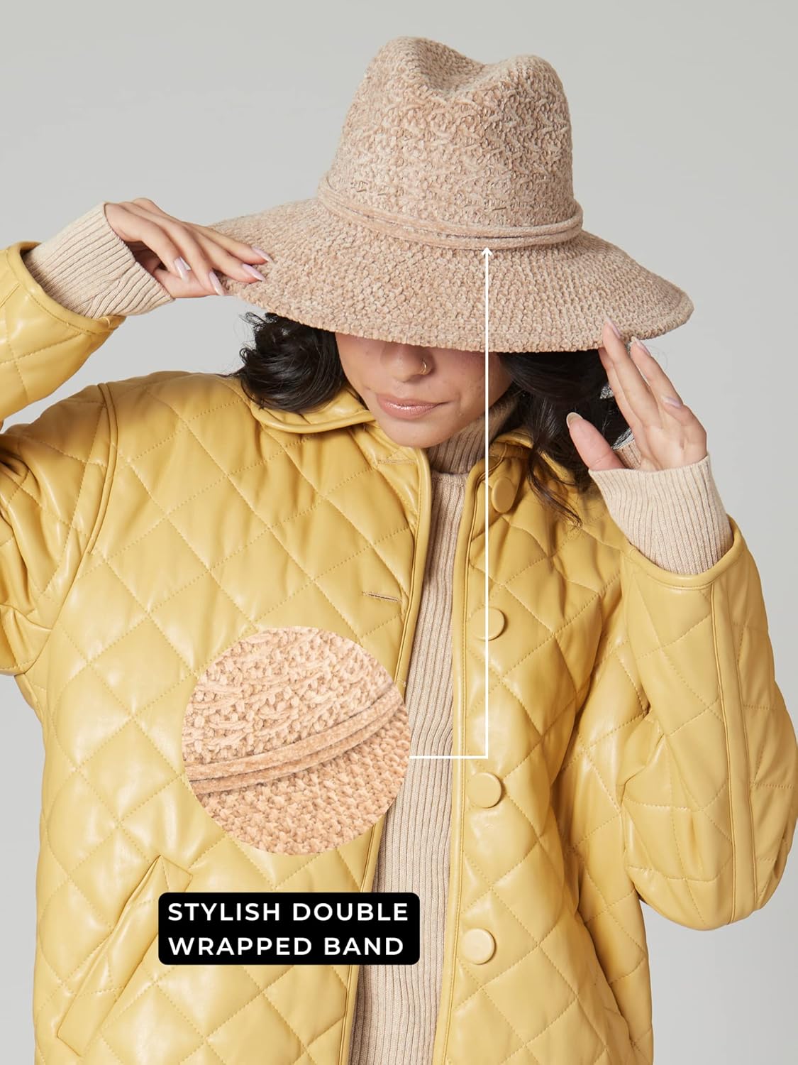 San Diego Hat Company Women's Chennile Knit Lightweight Wide Brim Fedora
