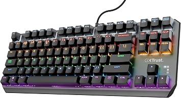 Trust Gaming GXT 834 Callaz TKL Mechanical Gaming Keyboard with UK Layout, Compact Tenkeyless Design 80%, Outemu Switches, Multicolour LED Lighting, USB Mechanical Keyboard for PC, Laptop, Mac