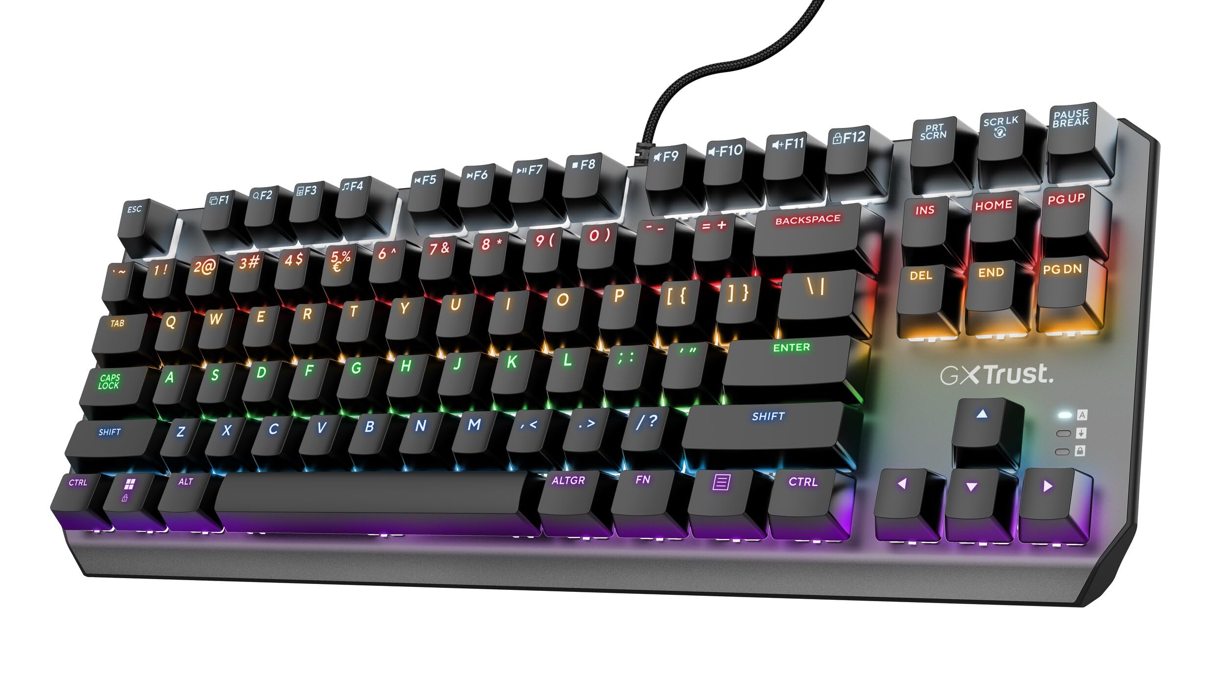 GXTrust 834 Callaz Tastiera Meccanica TKL Compatta, Layout Italiano QWERTY, Switch Meccanici Outemu, Illuminazione Onda Arcobaleno, USB Tastiera Gaming per PC, Laptop, Portatile - Nero