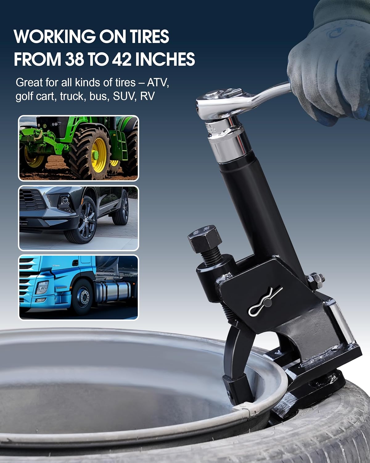 Manual Tire Bead Breaker, 38"-42" Tire Changer Tool w/Rubber Pad, Protect Aluminum Alloy Hubs, Easy-Operated Tire Repair Tools for Car Truck Tractor Mower ATV RV