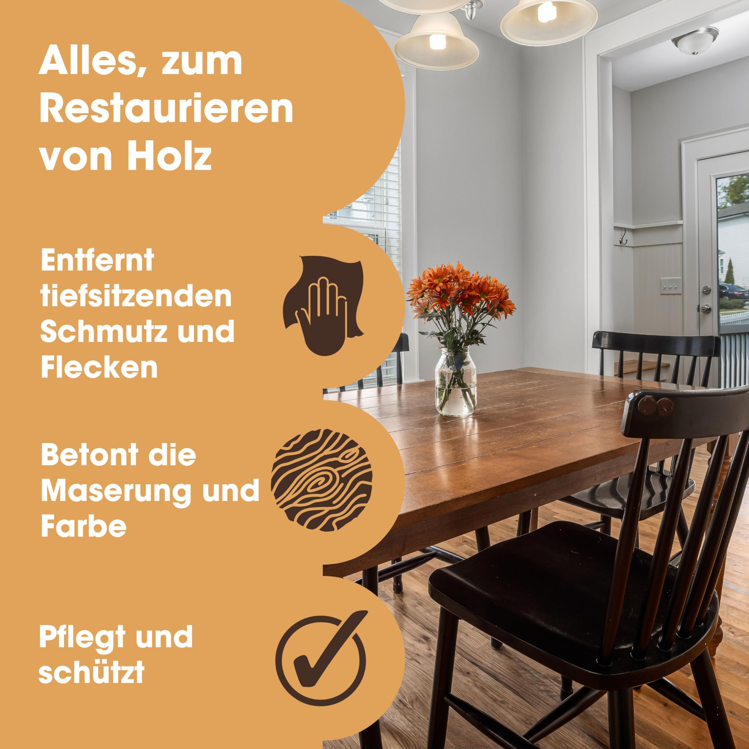 Ultimatives Holzpflege-Set, zum Reinigen, Ölen und Wachsen aller Holzartikel wie Möbel, Arbeitsplatten und Türen Enthält 250 ml Holzreiniger, 250 ml Bienenwachs, 250 ml dänisches Öl