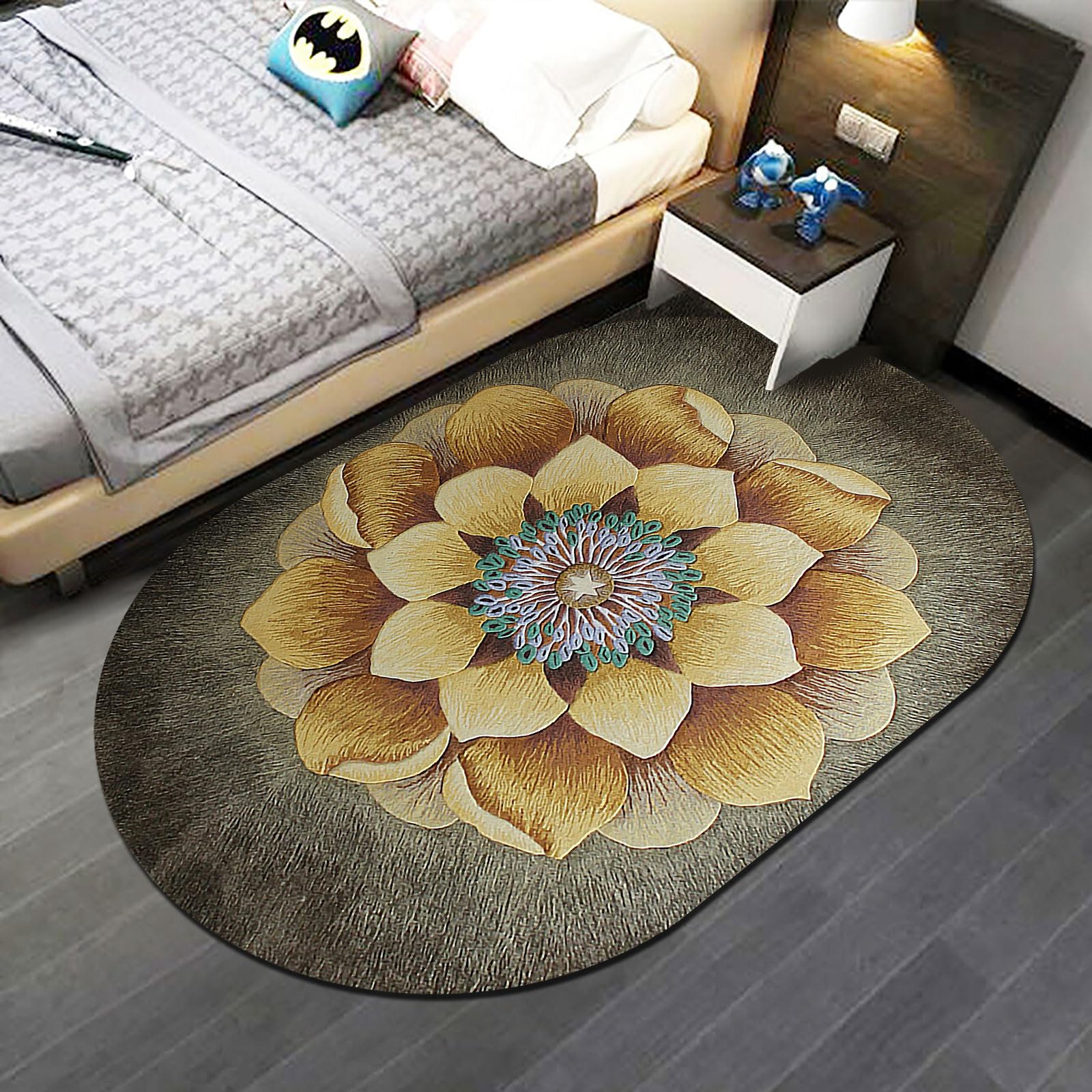 Tapis moderne de salon design lotus tapis lavable poils ras pour chambre