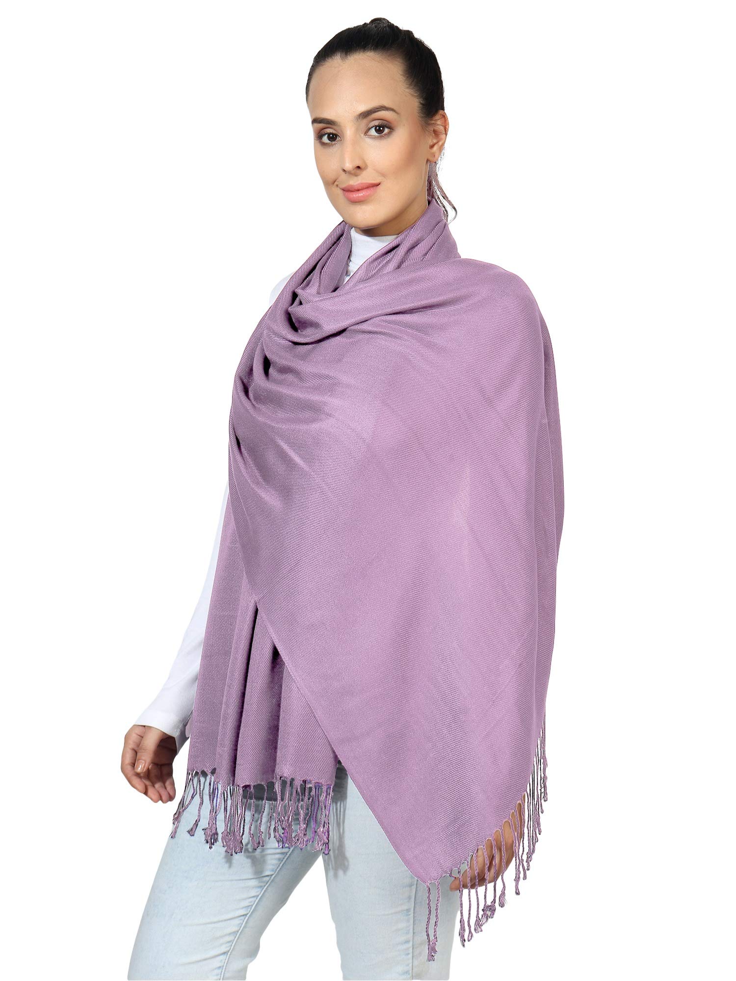 World Of Shawls Women's Lavender Super Soft Pashmina Shawl Scarf Wrap (Lavender)