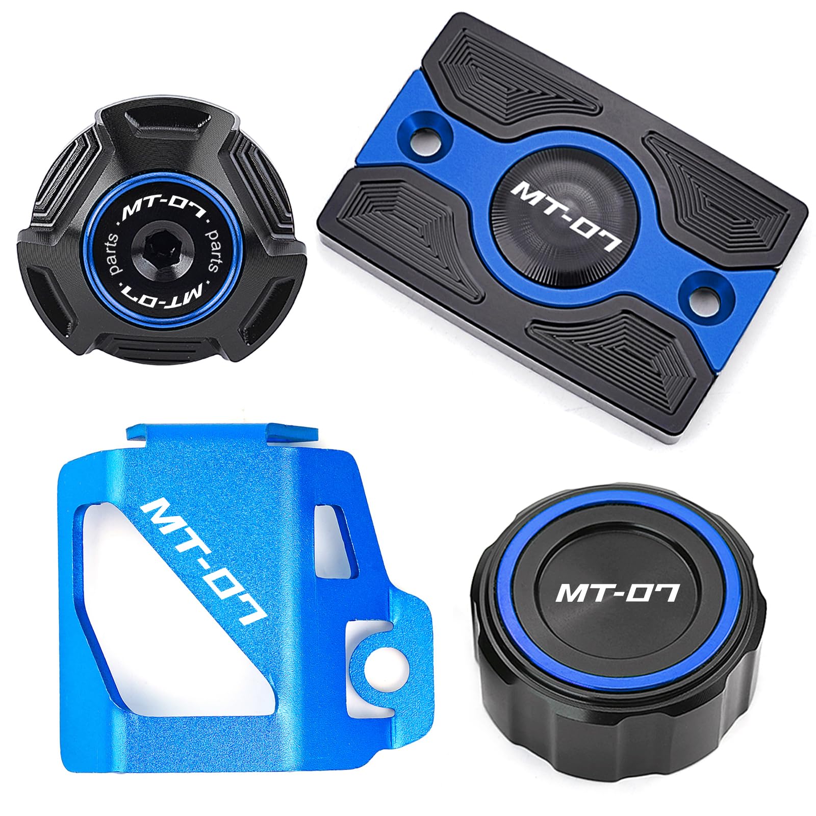 Apto para MT 07 MT07 MT-07 FZ07 2014-2024 2025 2026 Accesorios de aluminio motocicleta Cubierta delantera trasera del depósito de líquido de frenos Tapa de llenado de aceite del motor