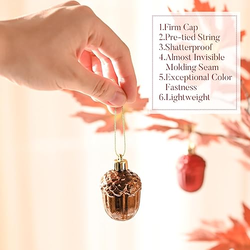 Miniatura 5 de Valery Madelyn Juego de adornos para árbol de Navidad, 60 unidades de cobre rojo y blanco inastillables, decoración a granel, variedad de adornos
