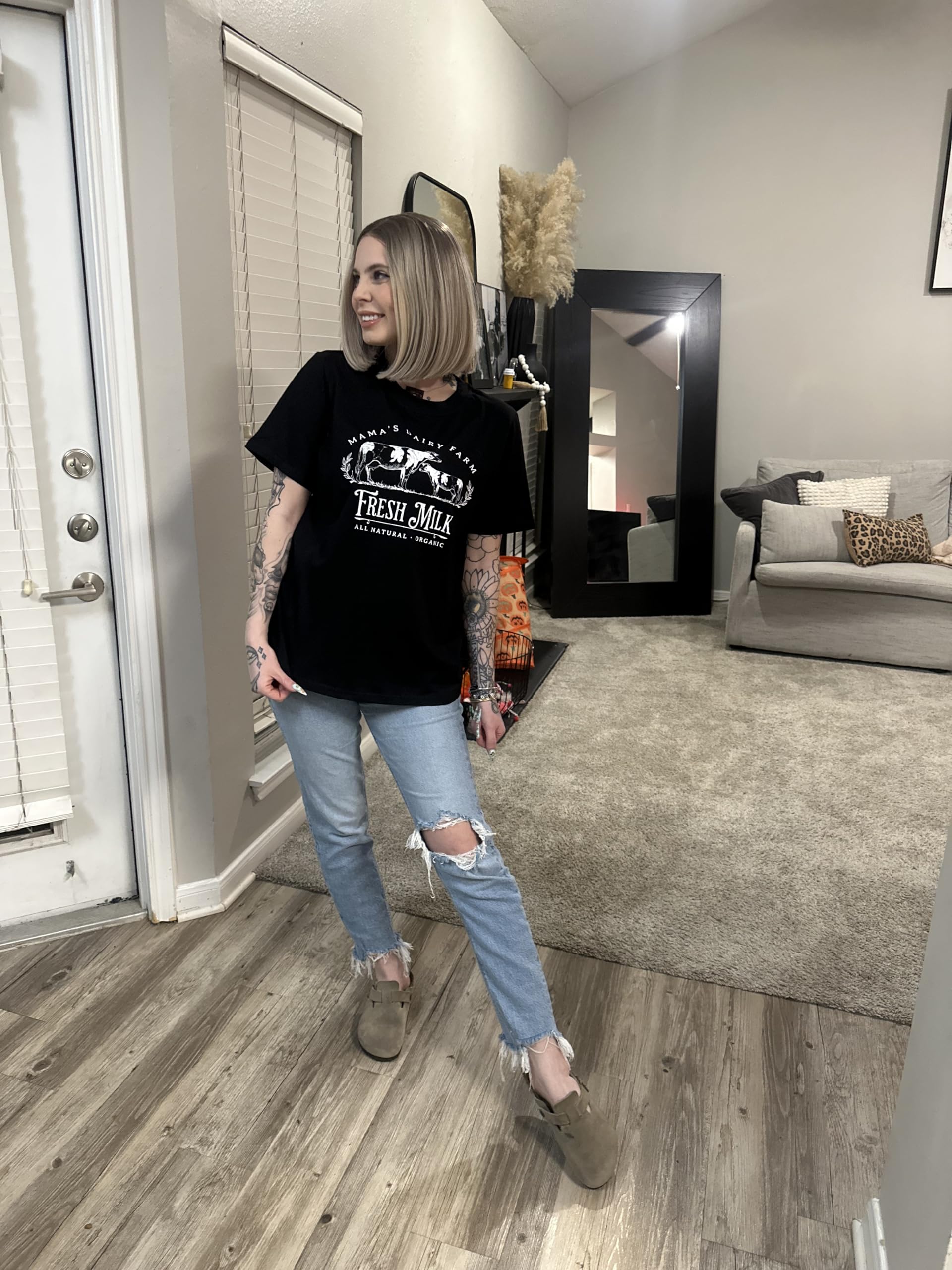 Komfort-Stillshirts für Damen, Reißverschluss, Still-Top, Causal Distressed Acid Washed Umstands-T-Shirts