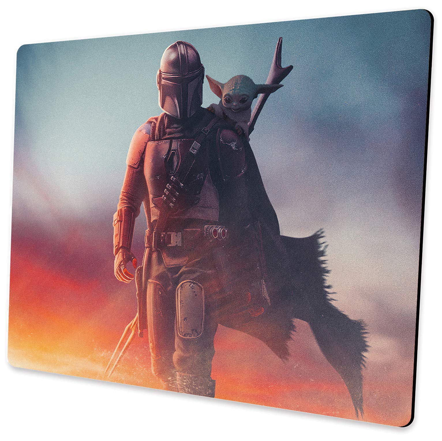 Baby Yoda and Mandalorian Mouse Pad, Rectangular Non-Slip Rubber Mouse Pad, Used for Office Work and Home Gaming Mouse Pad, 9.5 inches x 7.9” x 0.1 inches