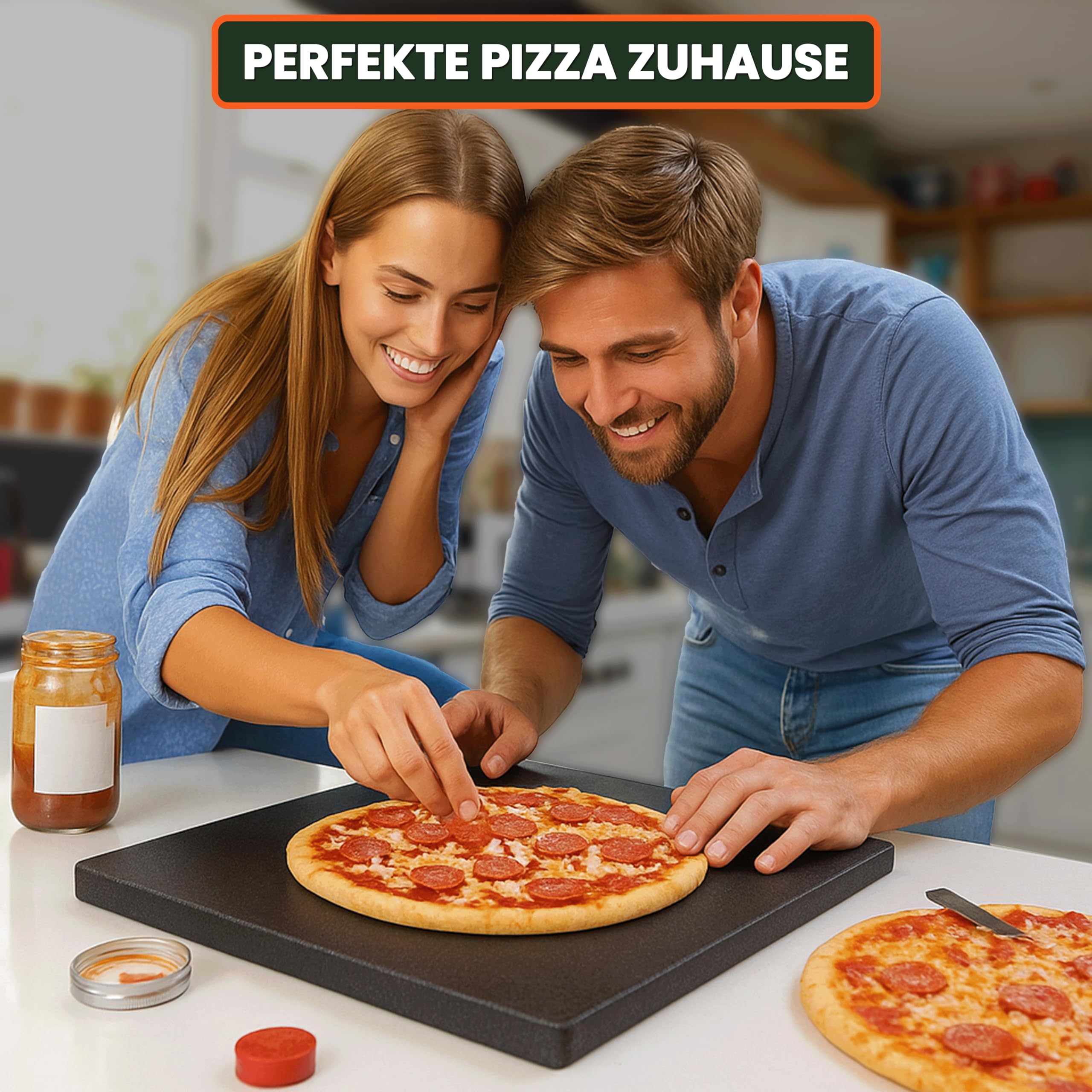 Pizzastein für Backofen & Grill – 375x297x20mm Glasierter Cordierit-Backstein, Rissbeständig für Brot & Heißer Stein-Grillen – Din En1388-1 zertifiziert – Made in Germany | Rechteckige Form, für Elektrogrill & Pizzaöfen geeignet, hitzebeständig bis 900°C,