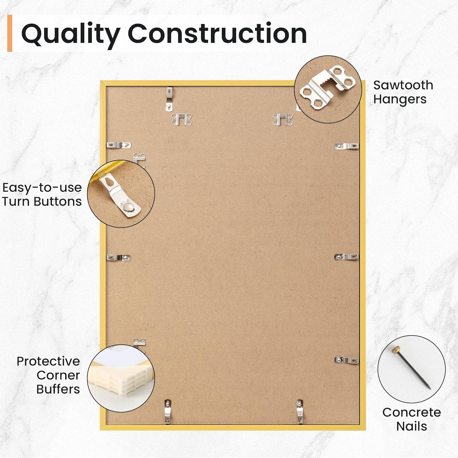 18x24 inch Picture Frame, 18x24 Photo Frames with 16x20 Removable Mat - High Definition Plexiglass - Vertical and Horizontal Display - Wall Hanging Poster Frame - Gold, 3 Pack