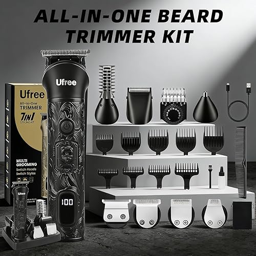 Miniatura 7 de Ufree Beard Trimmer for Men, Electric Razor Shavers, Cordless Hair Clippers, 7 in 1 Beard Grooming Kit for Mustache, Body, Nose and Facial, Gifts