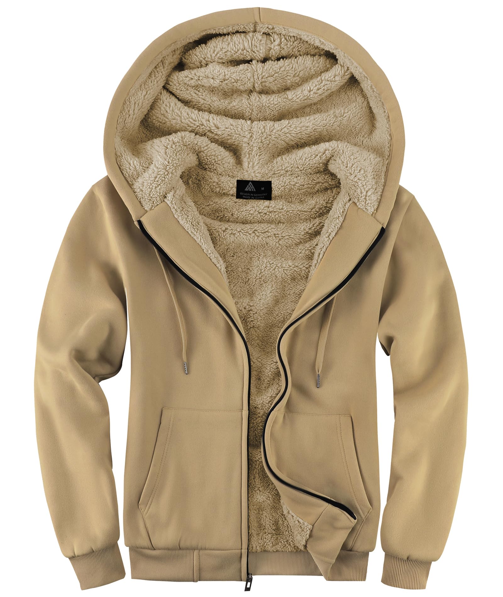SwissWell Herren Fleecejacke mit Kapuze Sweatjacke Gefütterte Reißverschluss Fleece Hoodie Warm Outdoor Jacke Winter Kapuzenjacke