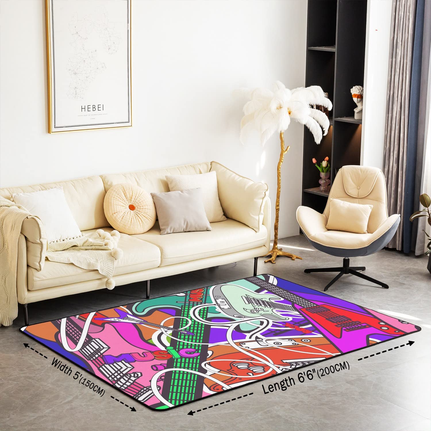 Loussiesd Beth Rock Music Tappeto Tappetino ultra spesso morbido per strumenti musicali per cucina, camera da letto, decorazione per la casa, 150 x 200 cm