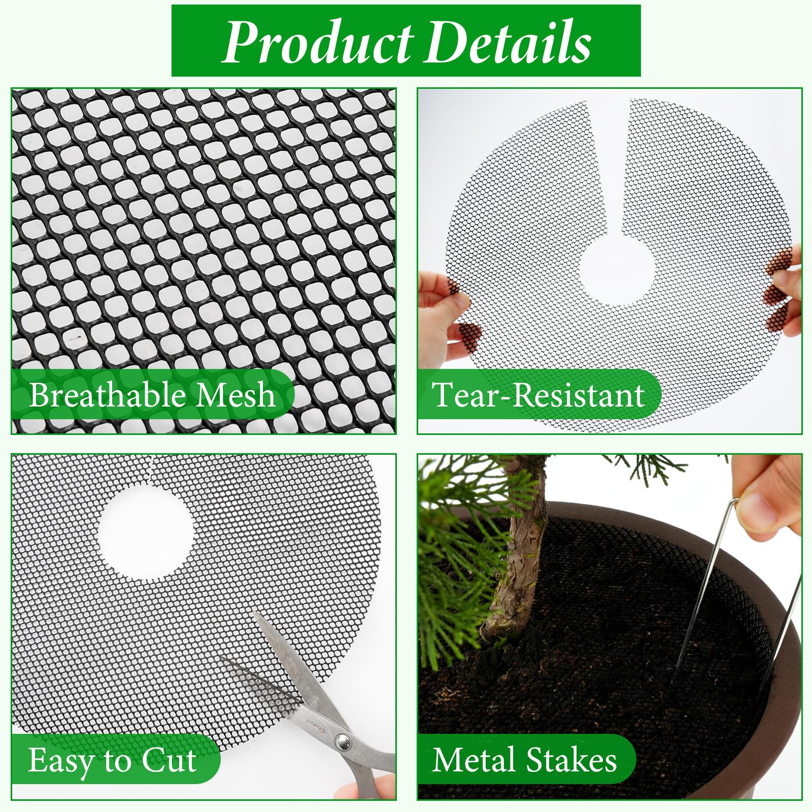Lot de 10 grilles de jardinières avec 20 piquets - Cache-sol découpables pour protéger contre les animaux - Protection du sol pour l'intérieur - Pour balcon OGarden (40 x 40 cm)