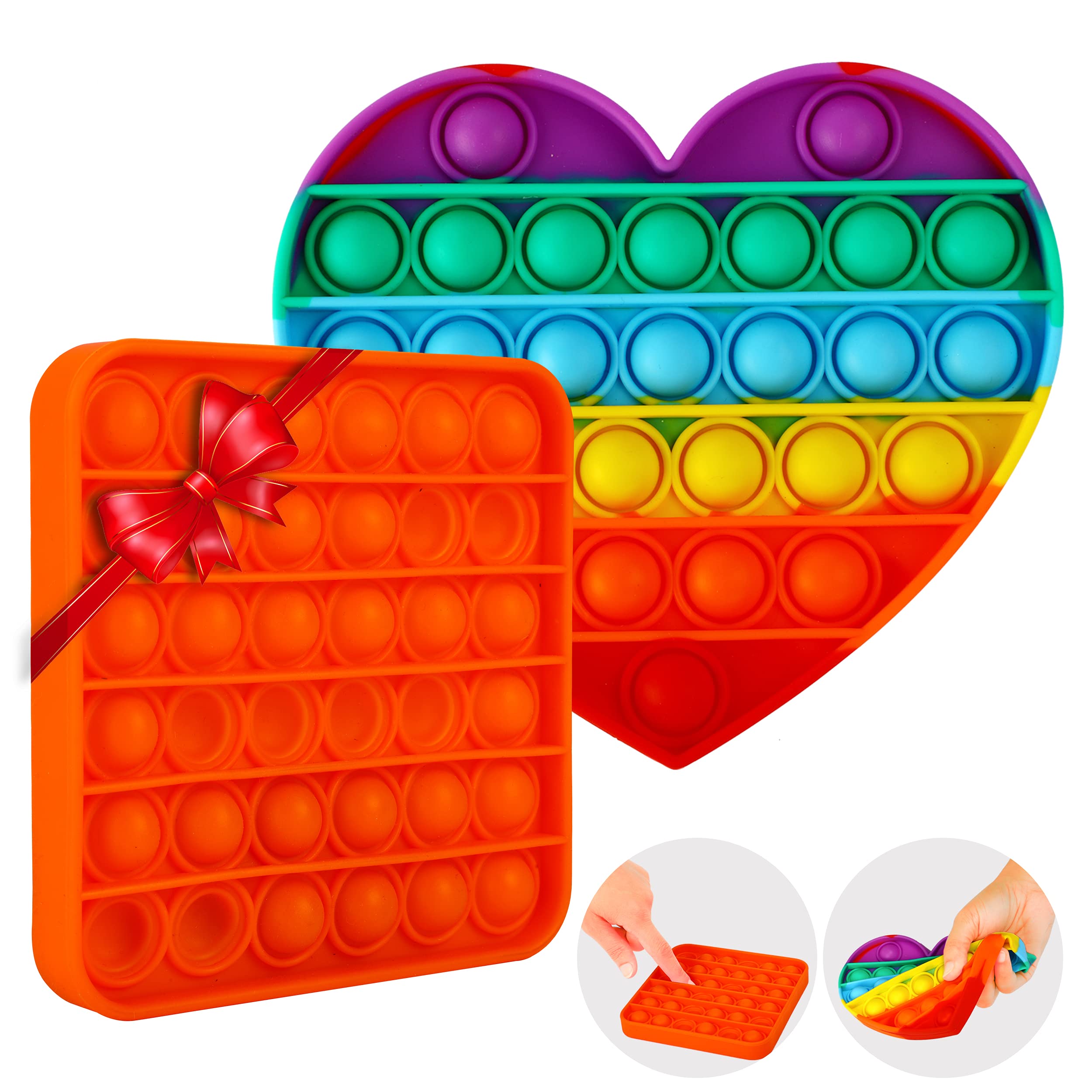 Push Pop Bubble Fidget Pack of 2. Bubble Sensory Toys for Sensory Seekers. Silicone Squeeze Bubble Pop Fidget Toy for All Ages. Pop Bubble Sensory Toy for Stress Reliever and Autism.