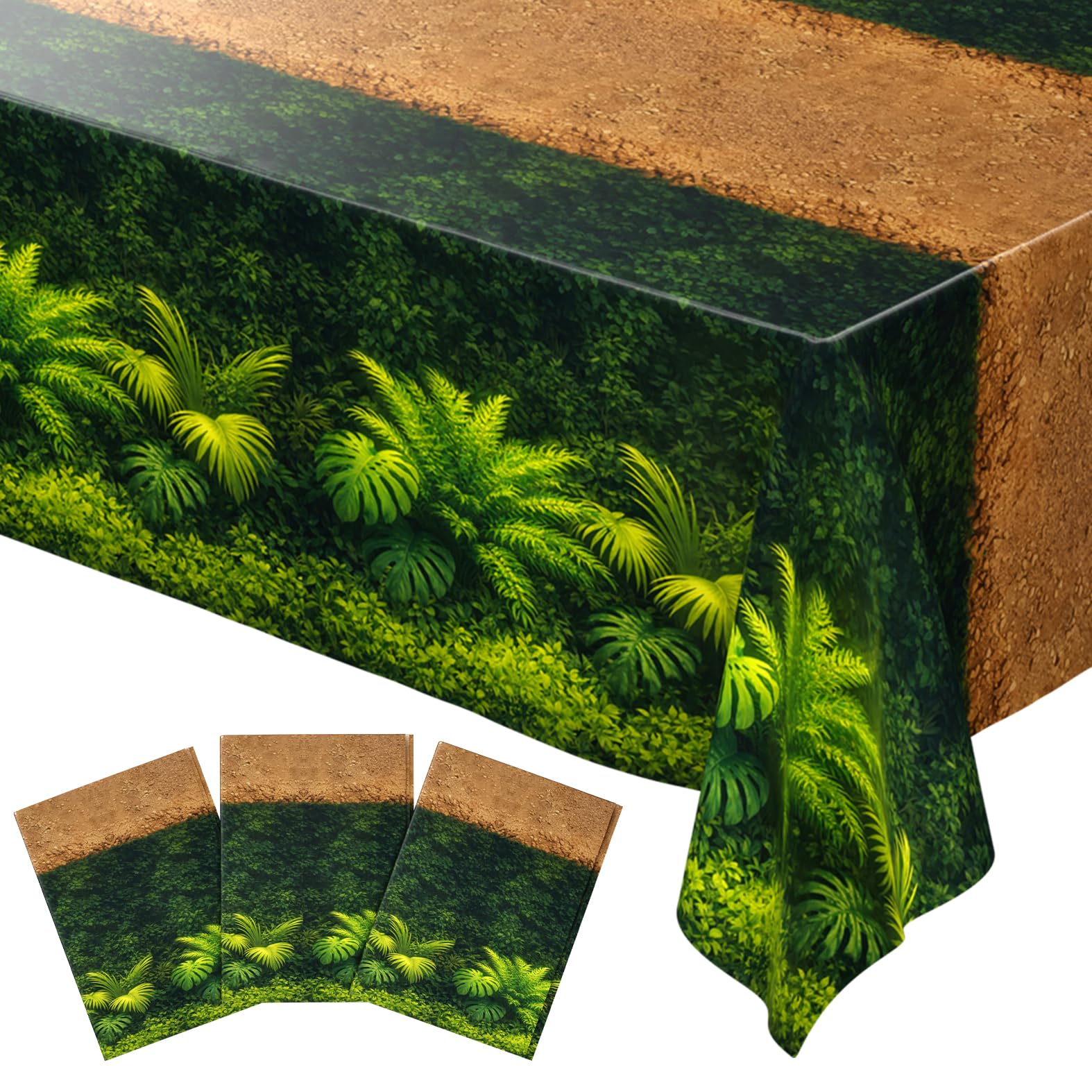 Blue Orchards Forest Path Table Covers (Pack of 3) 108" x 54" - Immersive Jungle Party Table Decoration, Accent and Backdrop, Gift Wrap, Safari, Dinosaur, Forest, Grass, Woodland Baby Shower