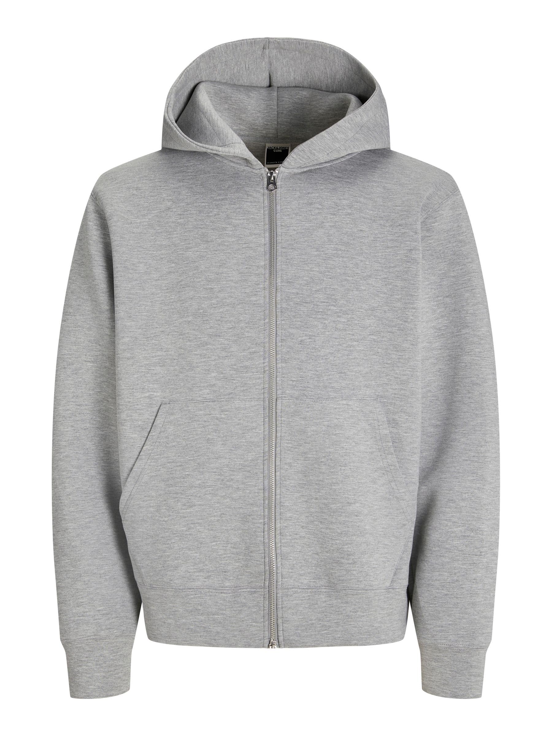JACK & JONES Jcocover Scuba Sweat Zip Hood Noos, Light Grey Mix, M
