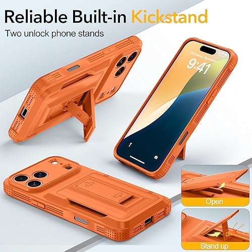 Vista 5 de Oterkin Funda tipo cartera para iPhone 17 Pro Max [4-5 tarjeteros] [Soporte] [Protección completa de la cámara] [Bloqueo RFID]