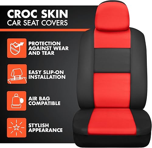 Miniatura 2 de Bdk - Juego completo de fundas de asiento de piel de cocodrilo, ajuste universal, piel de microfibra premium, compatible con airbag, protectores de