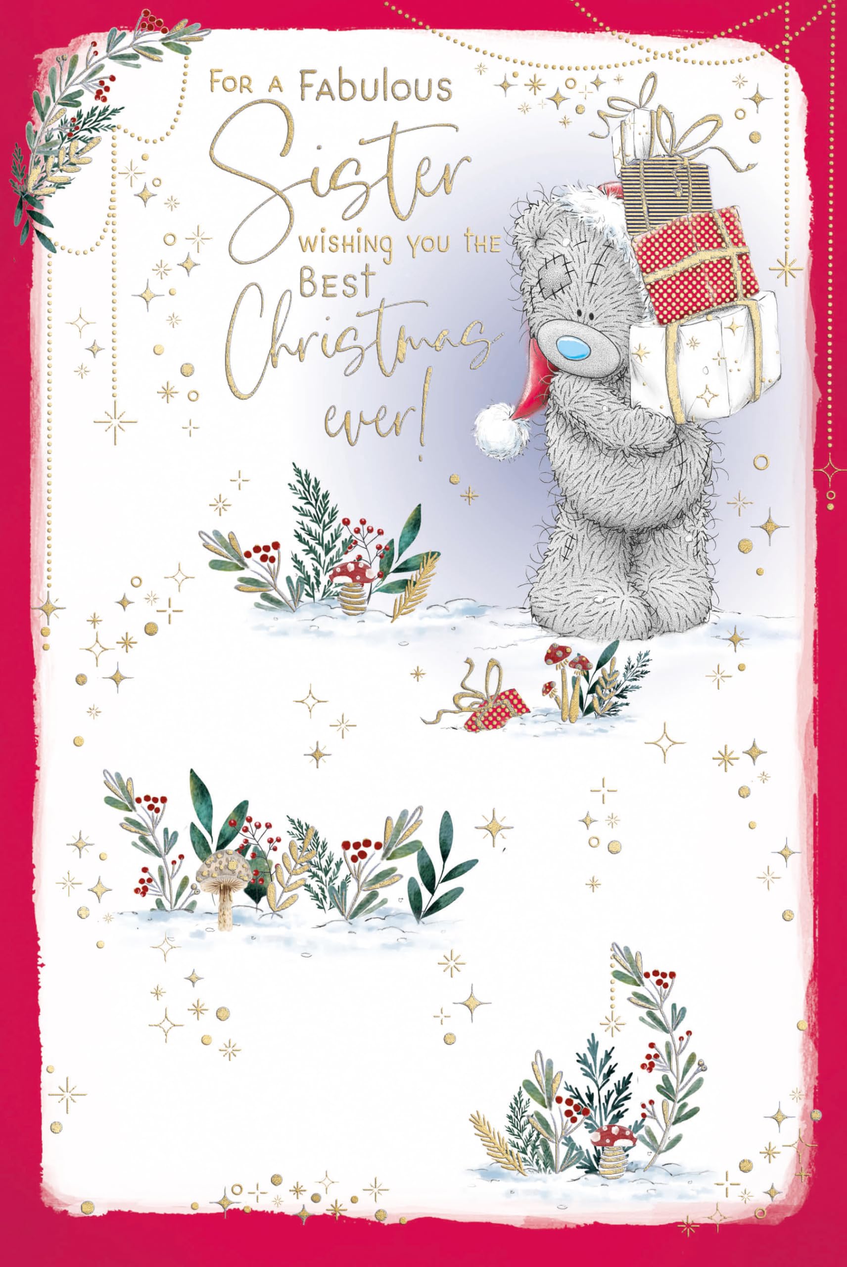 Me To You Tatty Teddy Christmas Card For A Fabulous Sister 6x9ins - Official Collection