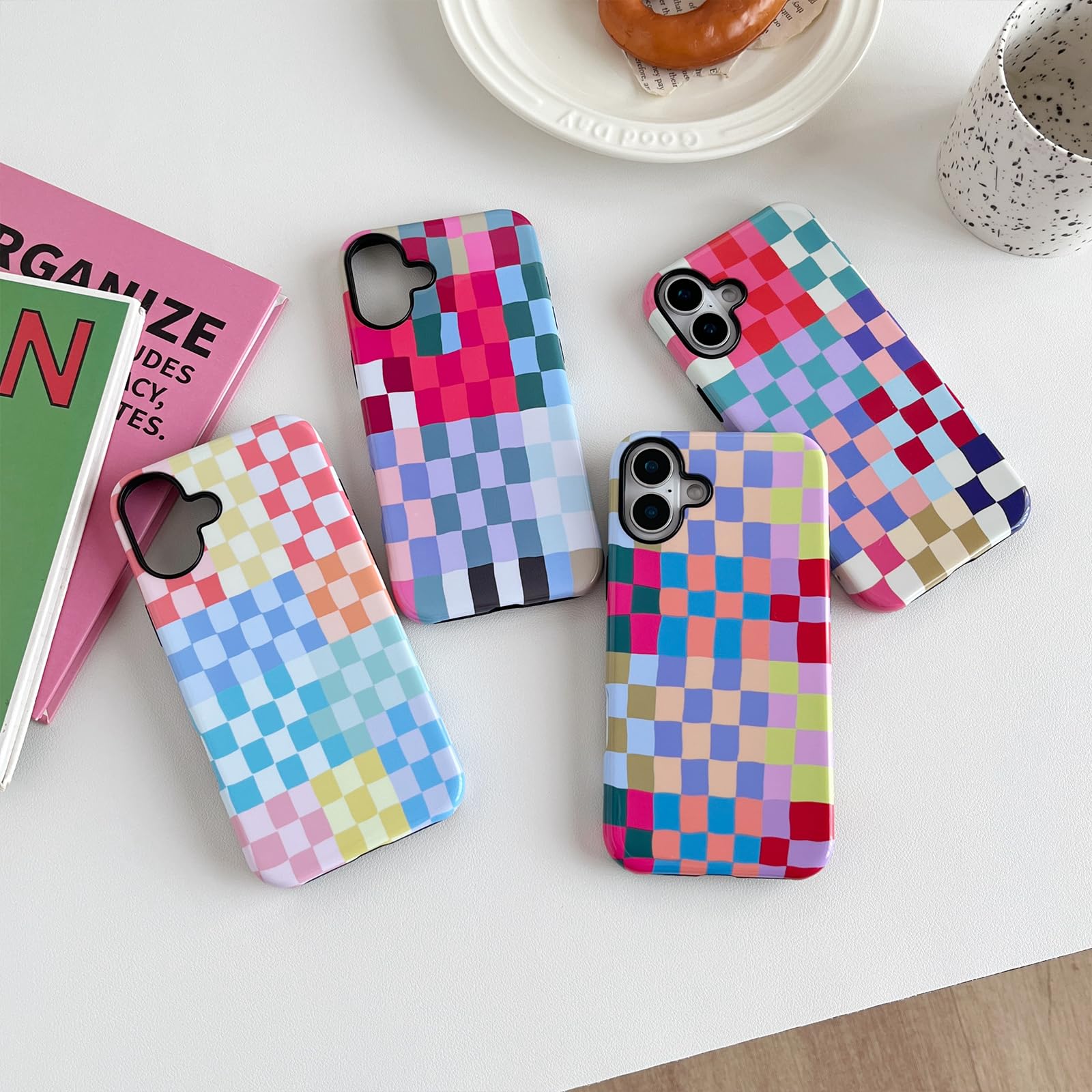 Aazon.co: Vinlayss Copatible With IPhone 16 Pro Case(6.3") With Cute Colorful Checkered
