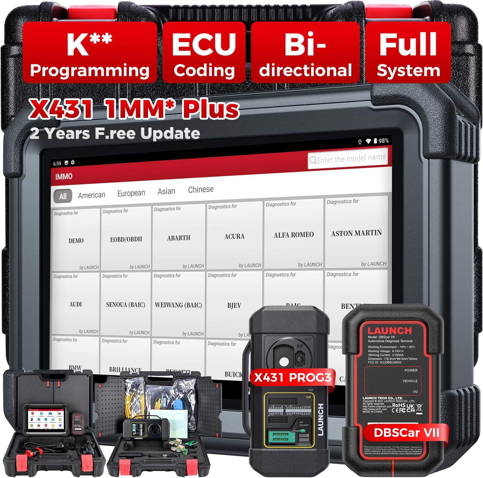 X431 IMMO Plus Key Fob Programming Tool with X431 PROG3 (Valued ￡800), All-In-One Bi-directional Scan Tool, ECU Coding, 39+ Services, OE-Level All System Diagnoses, 2 Years Free Update