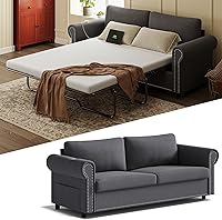 TROMIRY Queen Pull Out Sofa Bed 83" Sleeper Couch w/ 3" Memory Foam, USB Ports, Side Pockets - Dark Grey Loveseat for Small Spaces