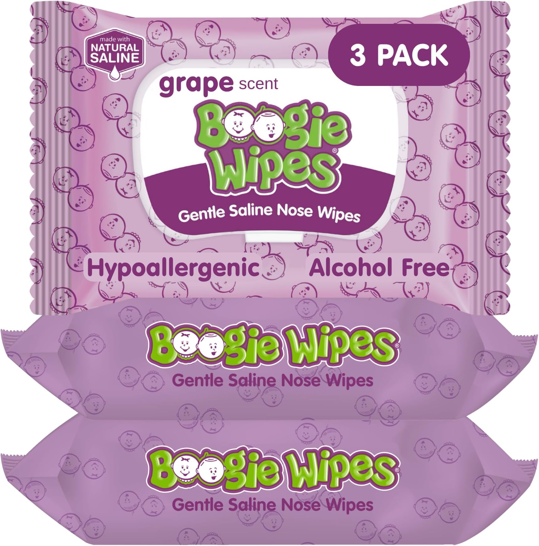 Boogie Wipes Boogie Bundle - Grape (3 Pack)