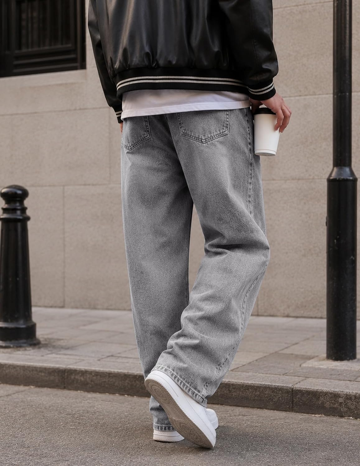 Dokotoo Men Mens Baggy Wide Leg Jeans Loose Fit Denim Pants