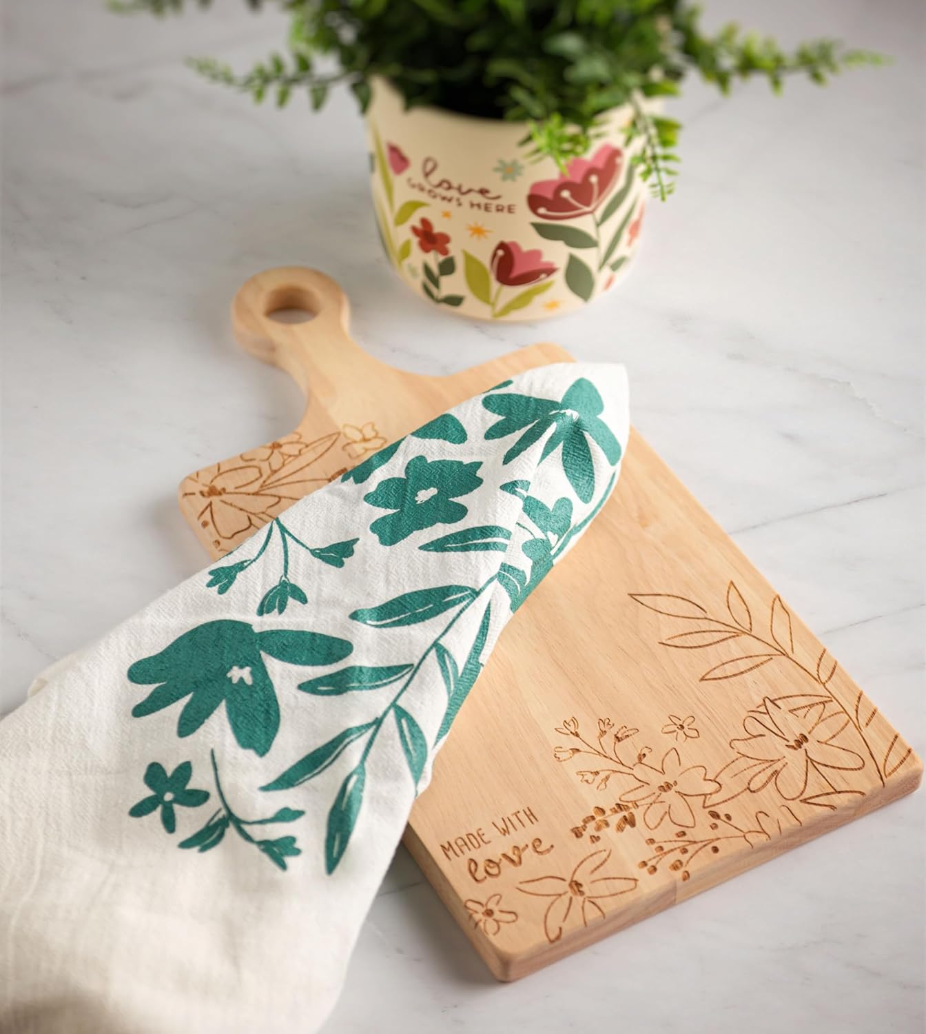 Karma Block Print Tea Towel - 100% Cotton Hand Towels for The Kitchen - Modern Home Decor - Bee image 3