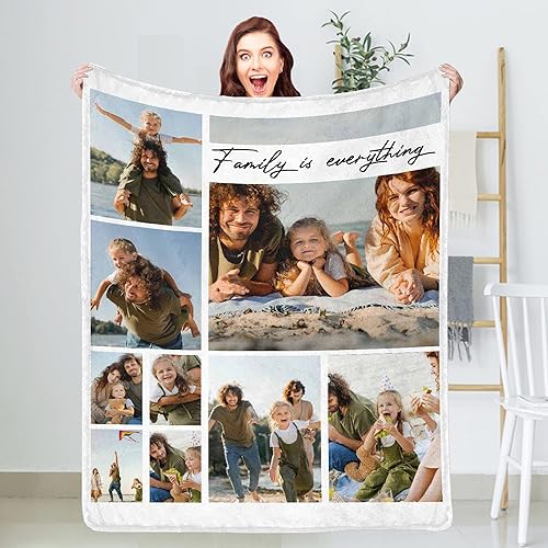 D-Story Manta personalizada con texto fotográfico, manta personalizada con imagen para familia, madre, padre, adultos, amigos, amantes, perros,