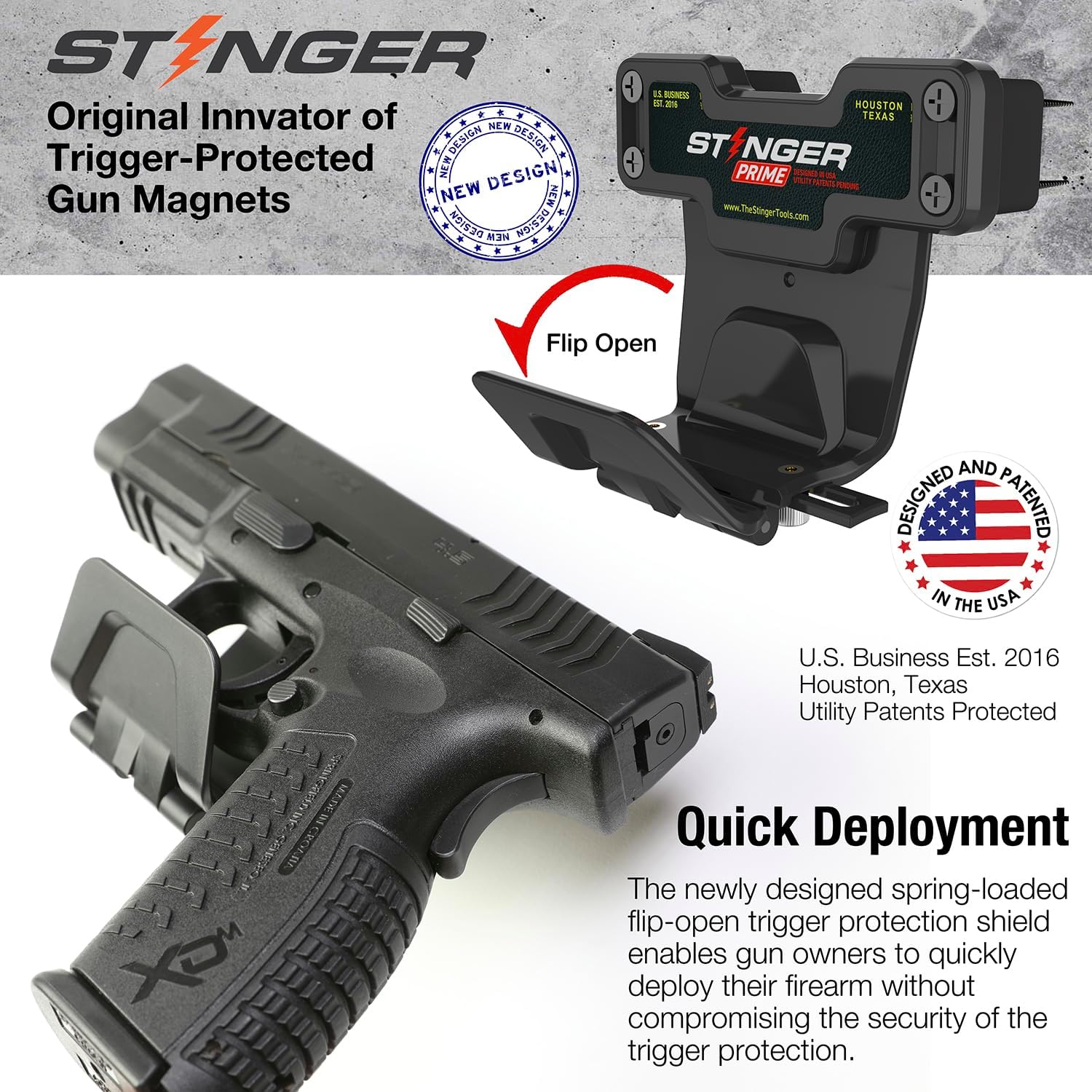 Stinger Gun Mount, Car Holster, Universal Magnetic Gun Mount with Trigger Guard Protection, 30 lb Neodymium Magnet, Gun Magnet Mount for Car, Truck, Desks, Safes, Walls