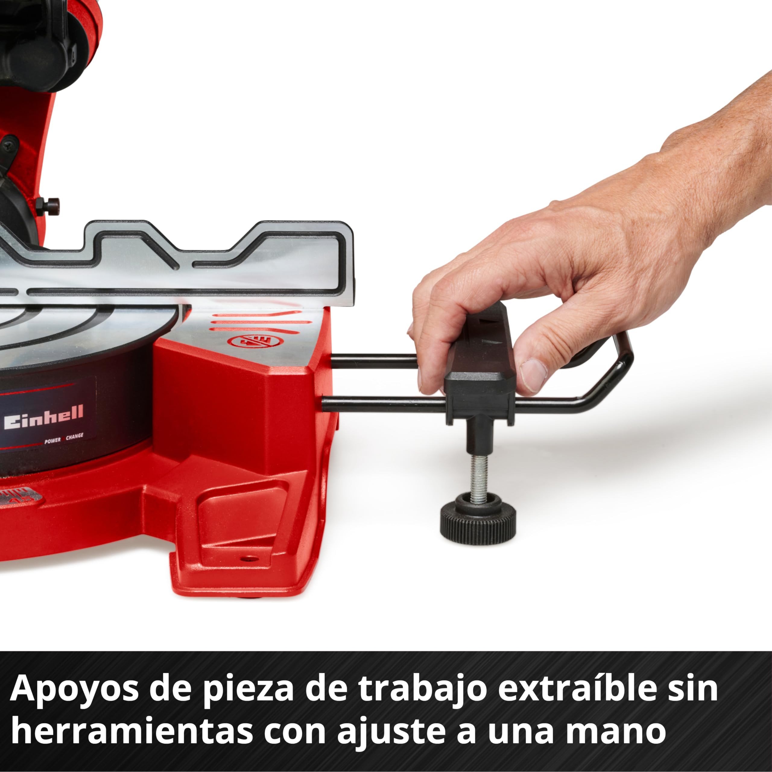 Sierra de tracción, vaivén e inglete con batería TE-SM 36/8 L Li-Solo Power X-Change de Einhell (36V, hoja de sierra Ø 216, mesa giratoria, función de tracción, láser de línea de corte, sin batería)