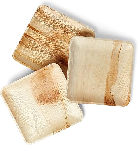 Miniatura 2 de Mart - Platos desechables de hoja de palma cuadrados de 10 pulgadas, paquete de 25 unidades, 100% naturales, biodegradables y compostables,