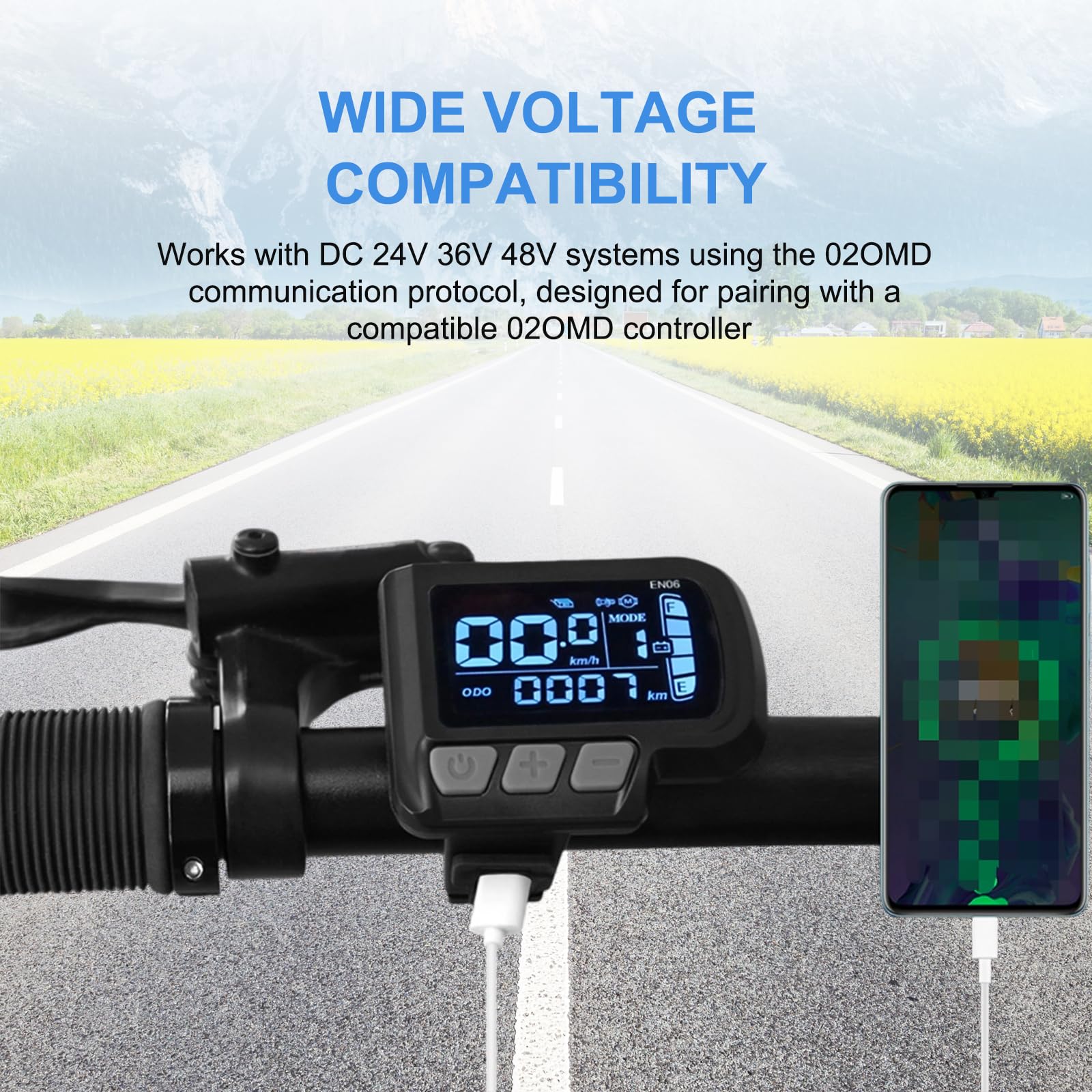Srum LCD-Display für Elektrofahrräder, 24 V 36 V 48 V 60 V, Wasserdicht