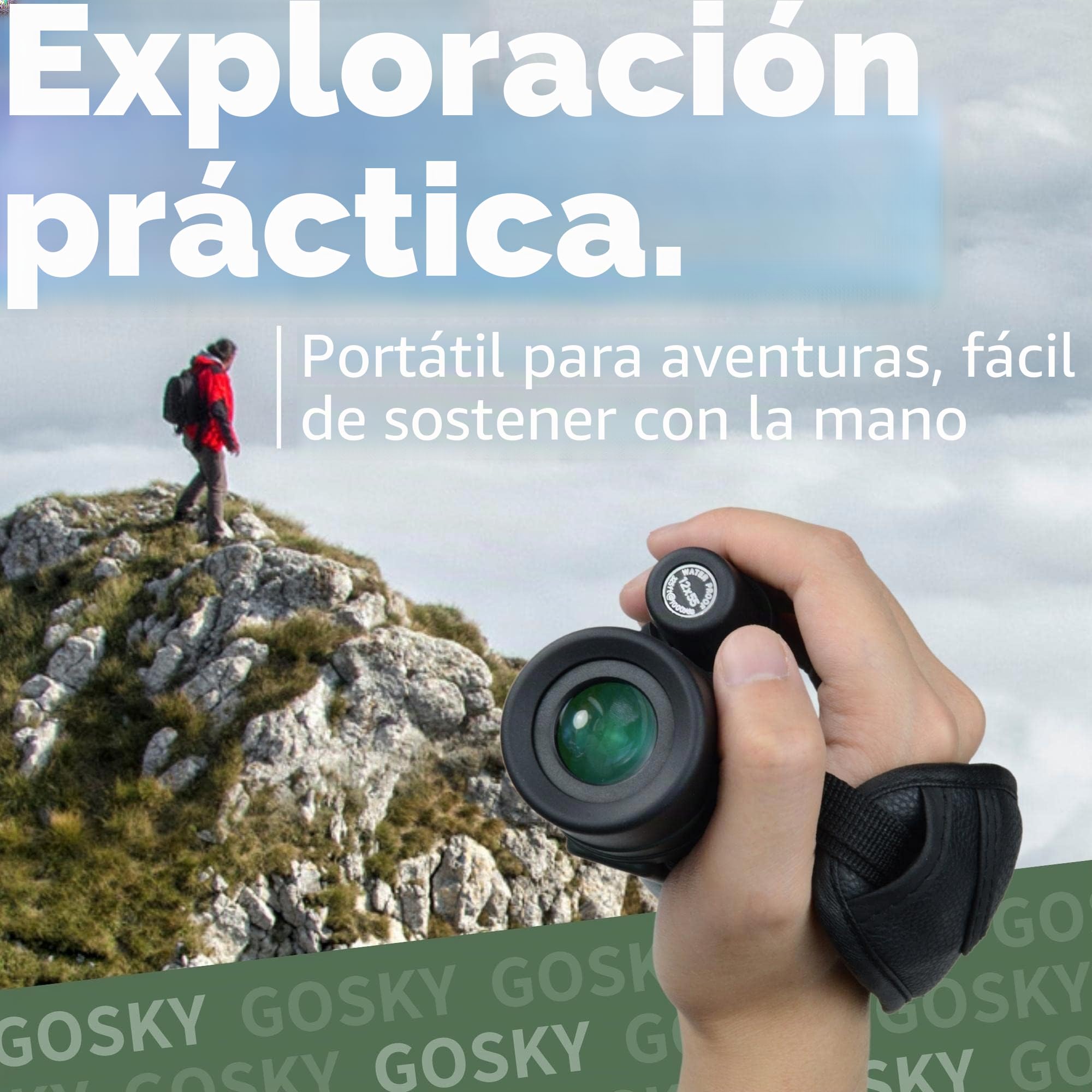 Telescopio monocular Gosky, Piper Monocular de Alta definición 12x55 para Adultos con Prisma BAK4 y Lentes FMC, Monocular liviano y con Adaptador para teléfonos Inteligentes Ideal para observar Aves
