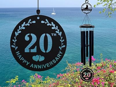 Personalized 20th Wind Chimes for Anniversary, Custom Wedding, Anniversary, Birthday Gift for Loved One, Anniversary Wind Chimes with Name, Engraved Name Wind Chime Outdoor Home Decor