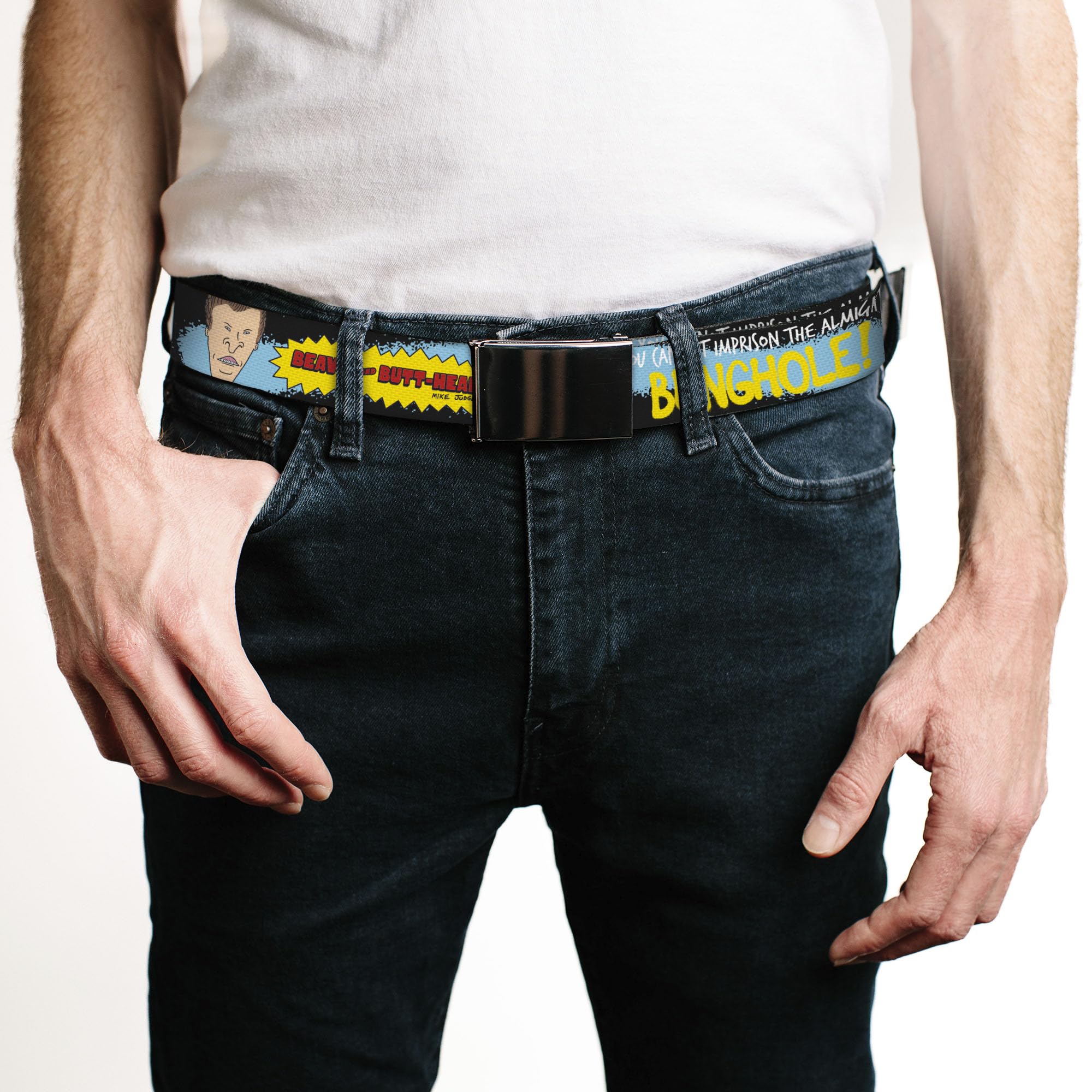 MTV Belt, Flip Web Belt Beavis and Butt Head The Almighty Bunghole Logo Black