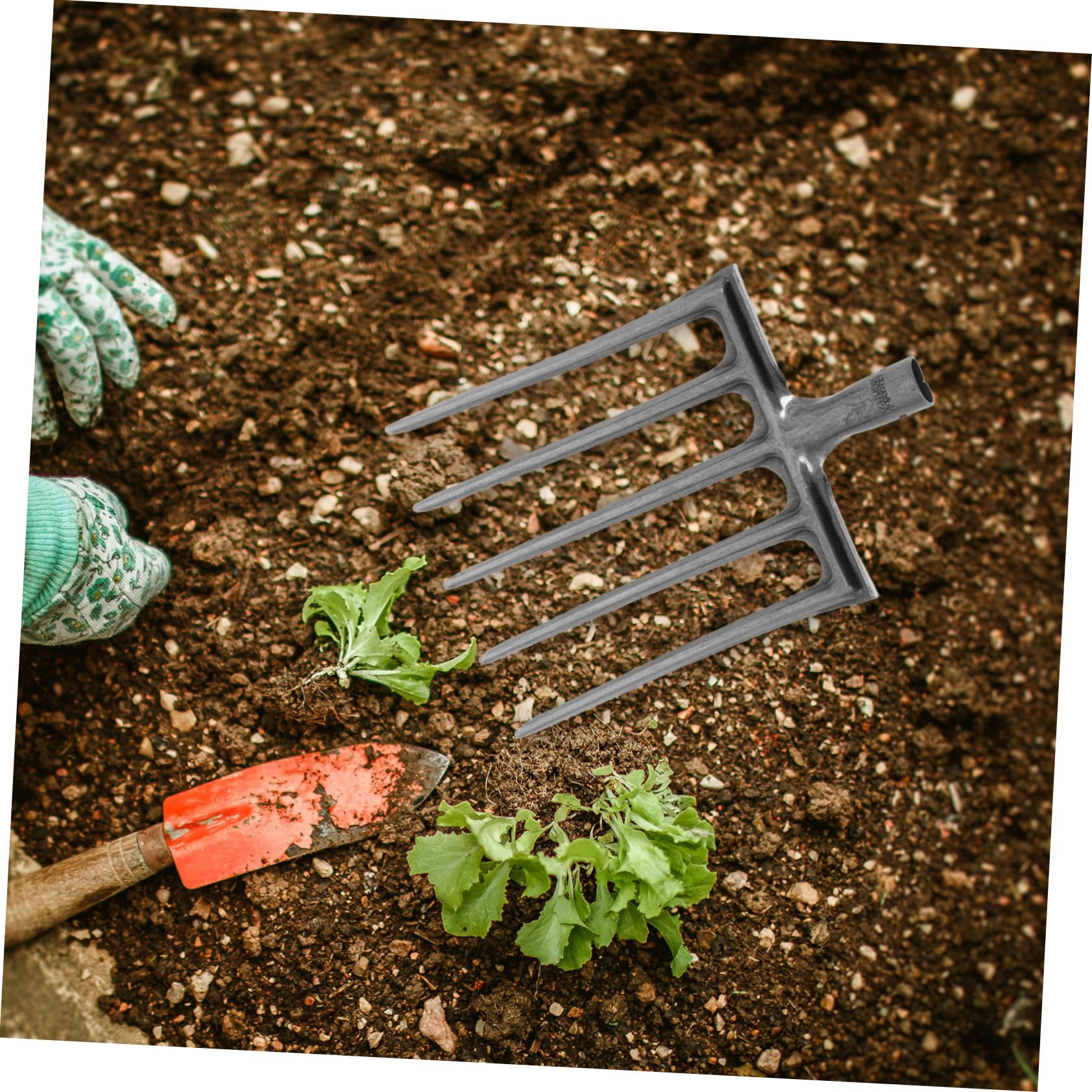 Abaodam Forcone da Giardino in Acciaio Argento a 4 Denti per Lavori Agricoli e Vangatura del Terreno, Resistente e Versatile per Attività di Coltivazione e Cura del Suolo