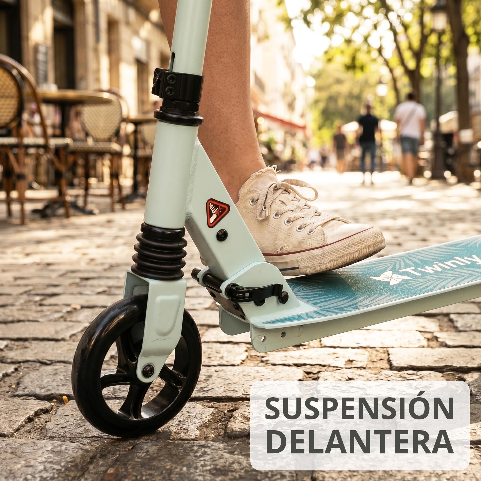 Twinly Patinete Infantil Plegable 2 Ruedas Rocky | Manillar Ajustable, Freno Trasero, Hasta 100 kg, 2 Ruedas