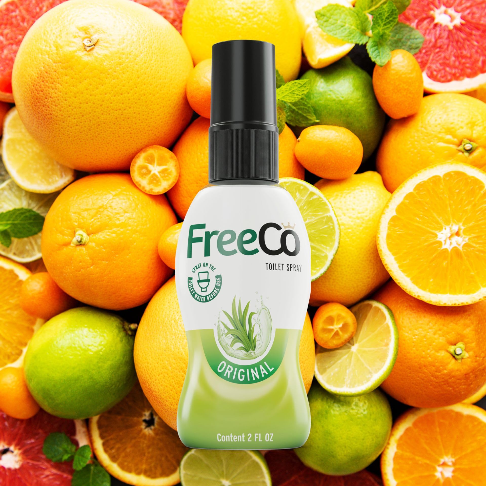 FreeCô Pre-WC-Spray mit Ätherischen Ölen | Original Zitrone | Großhandels-Vorteilskarton 12 x 60ml | Die Super-Sparlösung für Unternehmen & Vielverbraucher | Hilft Gerüche frühzeitig zu kontrollieren