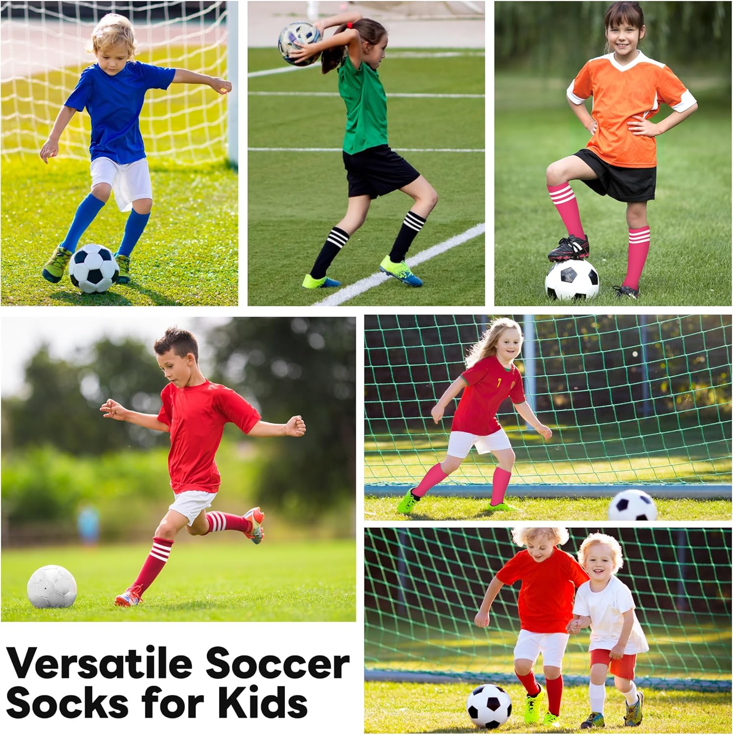 Ammiko 4 Pairs Kids Soccer Socks Knee High Socks Uniform Socks Youth Football Socks Long Tube Baseball Socks Girls Boys - Image 5