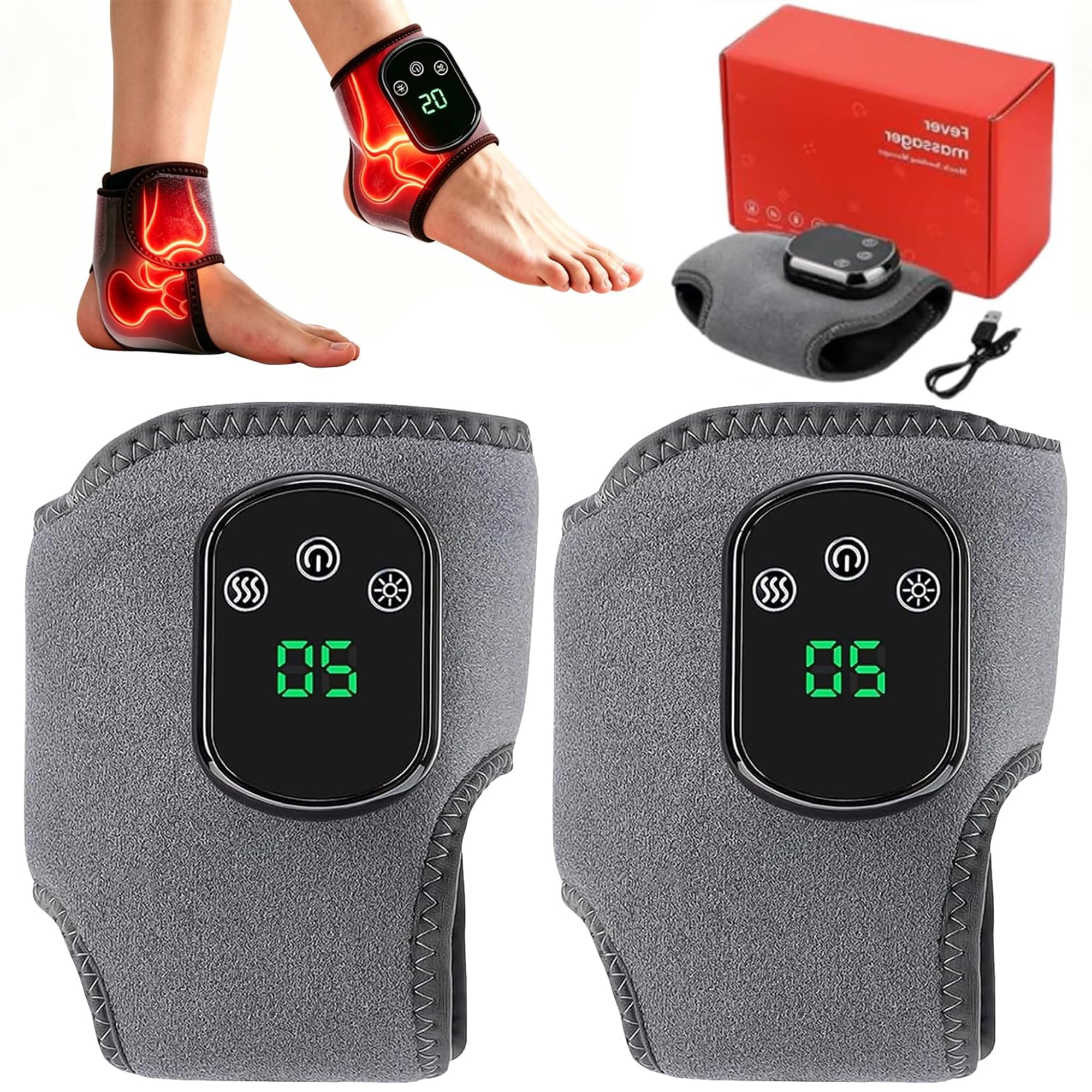 Fußmassagegerät, Fussmassagegerät 2PCS, Kabellos Wärme Vibration Massage