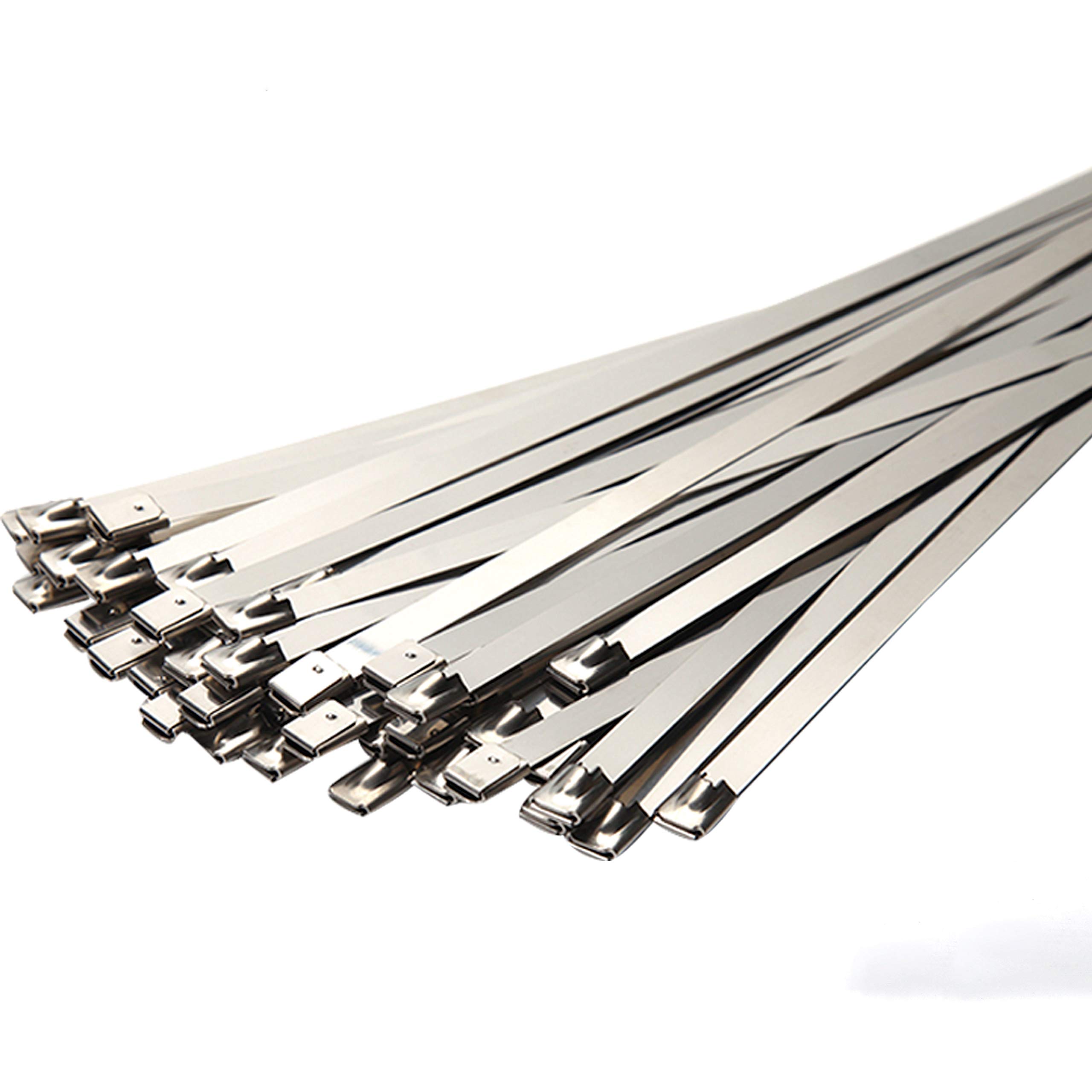 SYD - Fascette fermacavi in metallo da 30 cm (100 pezzi) resistenti in acciaio inox 304 (naturale)