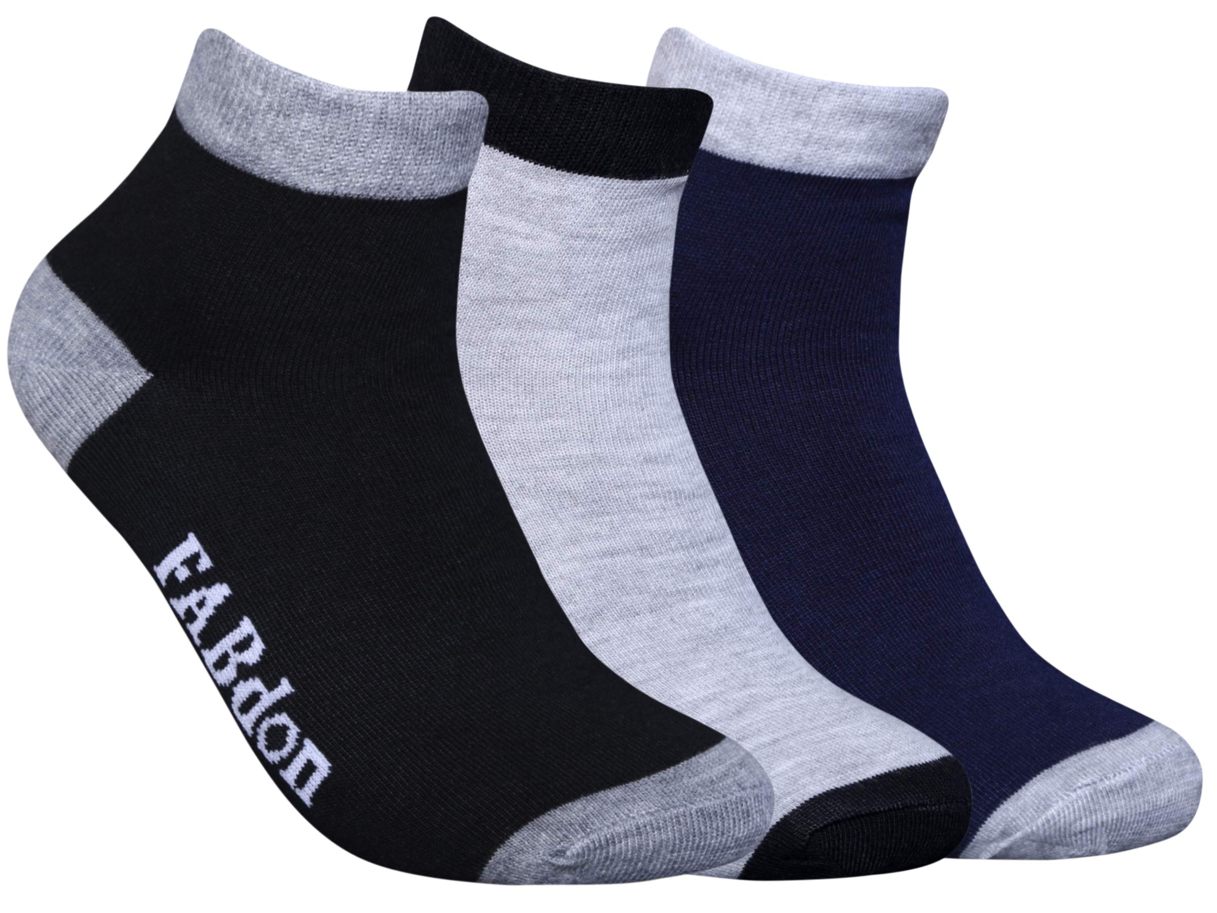 FABdonWomen and Men Cotton Loafer Socks (Multicolour, Free Size) - Pack of 3 Pair